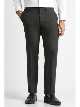 Van Heusen - Men Black Solid Trousers