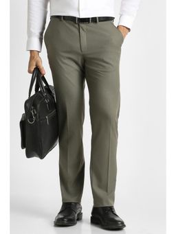 Van Heusen - Men Olive Solid Trousers