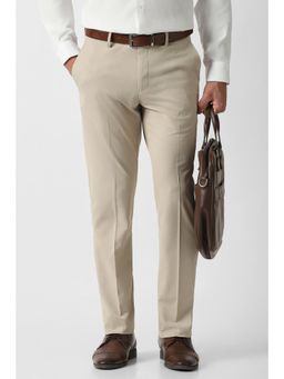 Van Heusen - Men Beige Textured Trousers