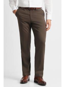 Van Heusen - Men Brown Solid Trousers