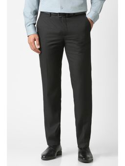 Van Heusen - Men Black Solid Trousers