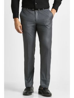 Van Heusen - Men Grey Solid Trousers