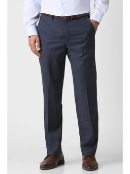 Van Heusen - Men Navy Blue Checks Trousers