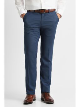 Van Heusen - Men Navy Blue Textured Trousers
