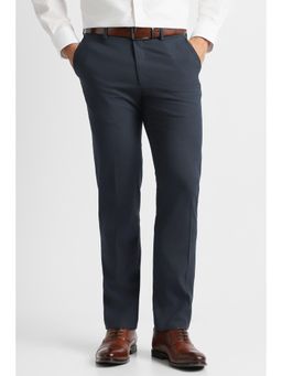 Van Heusen - Men Navy Blue Textured Trousers