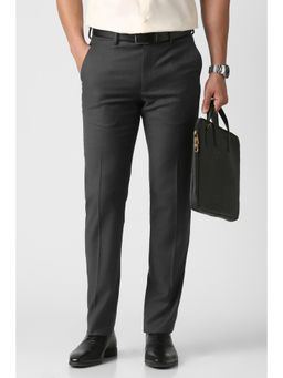 Van Heusen - Men Grey Solid Trousers
