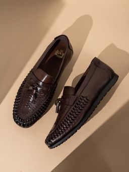 ATESBER - Mens Brown Solid Round Toe Casual Moccasins