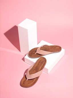 Inc.5 - Womens Peach Casual Solid T-Strap Slip-On Flats