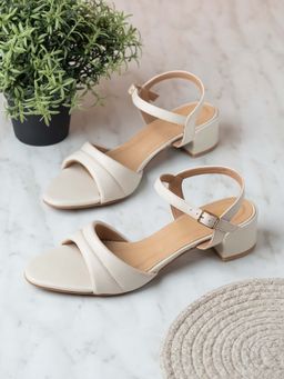 Inc.5 - Womens Cream Party Wear Solid Round Toe Heels