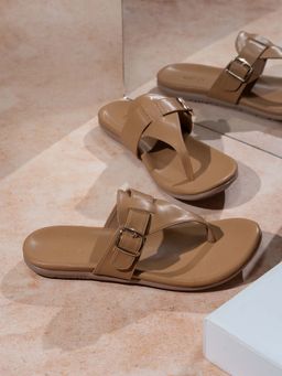 Inc.5 - Womens Beige Solid Round Toe Casual Slip-On Sandals