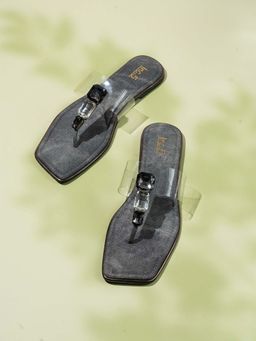 Inc.5 - Womens Black Transparent Square Toe Party Wear Flats