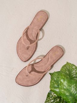 Inc.5 - Womens Peach Striped Square Toe Casual Flats