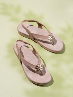 Inc.5 - Womens Peach Solid Round Toe V-Strap Fashion Sandals