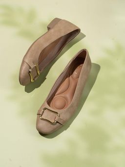 Inc.5 - Womens Beige Solid Party Wear Slip-On Ballerinas