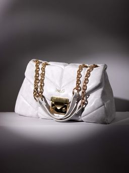 Inc.5 - Women's White Textured Shoulder Bag