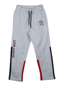 Monte Carlo - Boys Cotton Blend Printed Grey Melange Track Pants