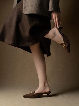 Theater - Women Carmelas Brown Suede Mules Heels