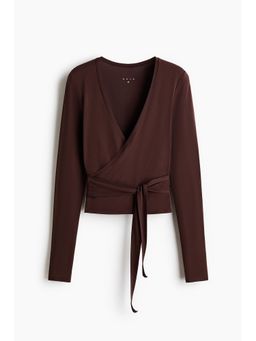 H&M - Women Brown Sports wrap top in modal