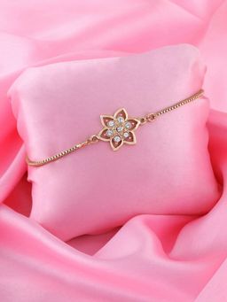 Estele - Gold Plated Flower Shape with Crystals Bracelet for Women