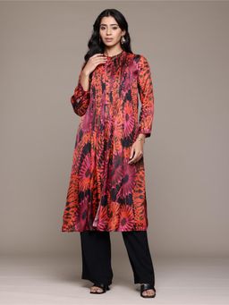 Ritu Kumar - Women's Orange Hriday Mandarin Neck Kurta