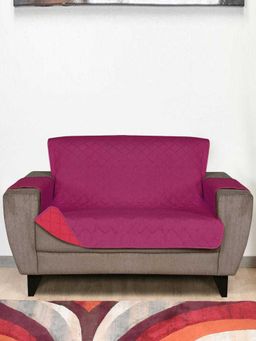 At Home by Nilkamal - Quitled 2 Seater Reversible Sofa Cover|Set of 1 - 179 x 223 cm|Lavender & Fushcia