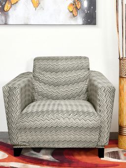 At Home by Nilkamal - stretchable 1 Seater Jacquard Knit Sofa Cover | Set of 1 - 80 x 60 cm|Abstract White