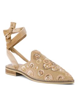Rag & Co - Embroidered Beige Mules