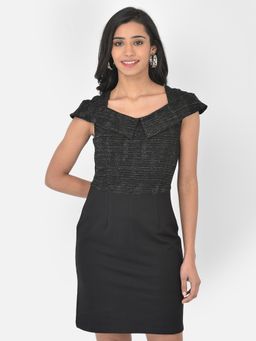 Latin Quarters - Black Capsleeve Knit Solid Dress