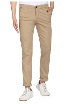 Arrow - Sports Men Khaki Bronson Slim Fit Solid Casual Trousers