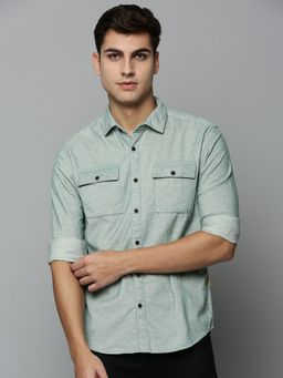 SHOWOFFFF - Mens Spread Collar Sea Green Solid Shirt