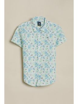 Allen Solly - Boys Light Blue Print Casual Shirt
