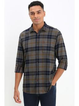 Allen Solly - Men Grey Regular Fit Checks Full Sleeves Casual Shirt