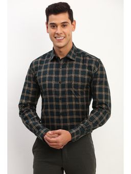 Allen Solly - Men Green Slim Fit Checks Full Sleeves Formal Shirt