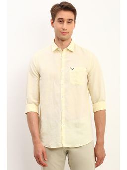 Allen Solly - Men Yellow Slim Fit Solid Full Sleeves Casual Shirt