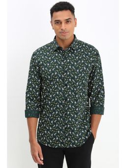 Allen Solly - Men Green Slim Fit Print Full Sleeves Casual Shirt