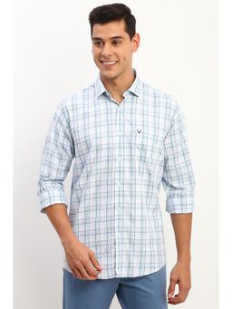 Allen Solly - Men White Slim Fit Checks Full Sleeves Casual Shirt