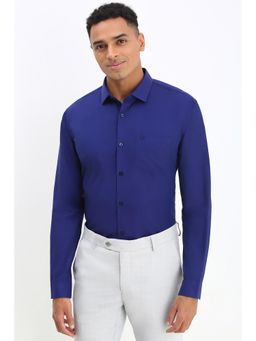 Allen Solly - Men Royal Blue Slim Fit Solid Full Sleeves Formal Shirt