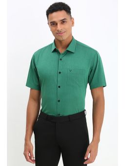 Allen Solly - Men Green Slim Fit Stripes Half Sleeves Formal Shirt