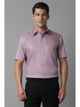Louis Philippe - Men Lavender Regular Fit Textured Half Sleeves Formal Shirt