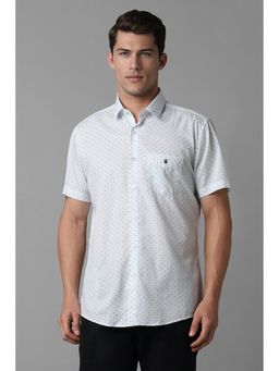 Louis Philippe - Men Blue Slim Fit Print Half Sleeves Casual Shirt