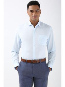Peter England - Men Blue Slim Fit Textured Formal Shirt