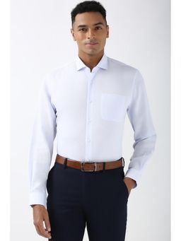 Peter England - Men Blue Textured Slim Fit Formal Shirt