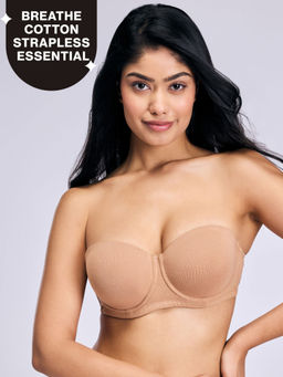 Nykd by Nykaa - Ultimate 24/7 Breathe Cotton Multiway Padded Wired Strapless Bra NYB456 Tan