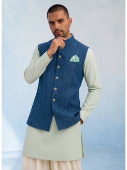 Bubber Couture - Classic Denim Blue Nehru Jacket