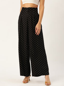 Twenty Dresses by Nykaa Fashion - The Pretty Polka Black Palazzos