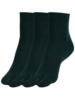 NEXT2SKIN - Women's Ankle Length Cotton Thumb Socks -Bottle Green (Pack of 3)