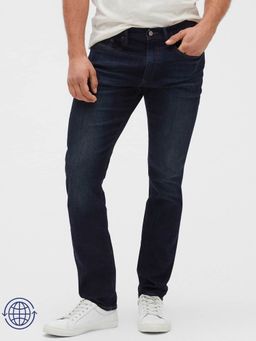 GAP - Men's Navy Blue Cotton Blend Light Fade Mid Waist Jeans