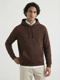 UNSTD - Brown Men Regular Fit Solid Hooded Hoodie