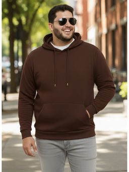 UNSTD - Brown Men Plus Size Solid Hoodie
