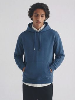 UNSTD - Blue Men Regular Fit Solid Hooded Hoodie